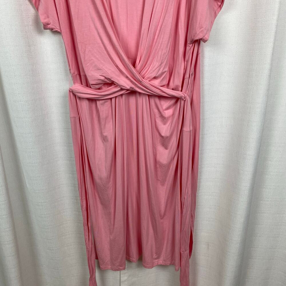 Eloquii Pink Cross Front Waist Tie Flutter Sleeve Midi Dress Sz.24W NWT - Picture 9 of 16